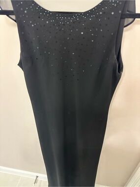 Black Backless Sleeveless Dress with Rhinestone Accents